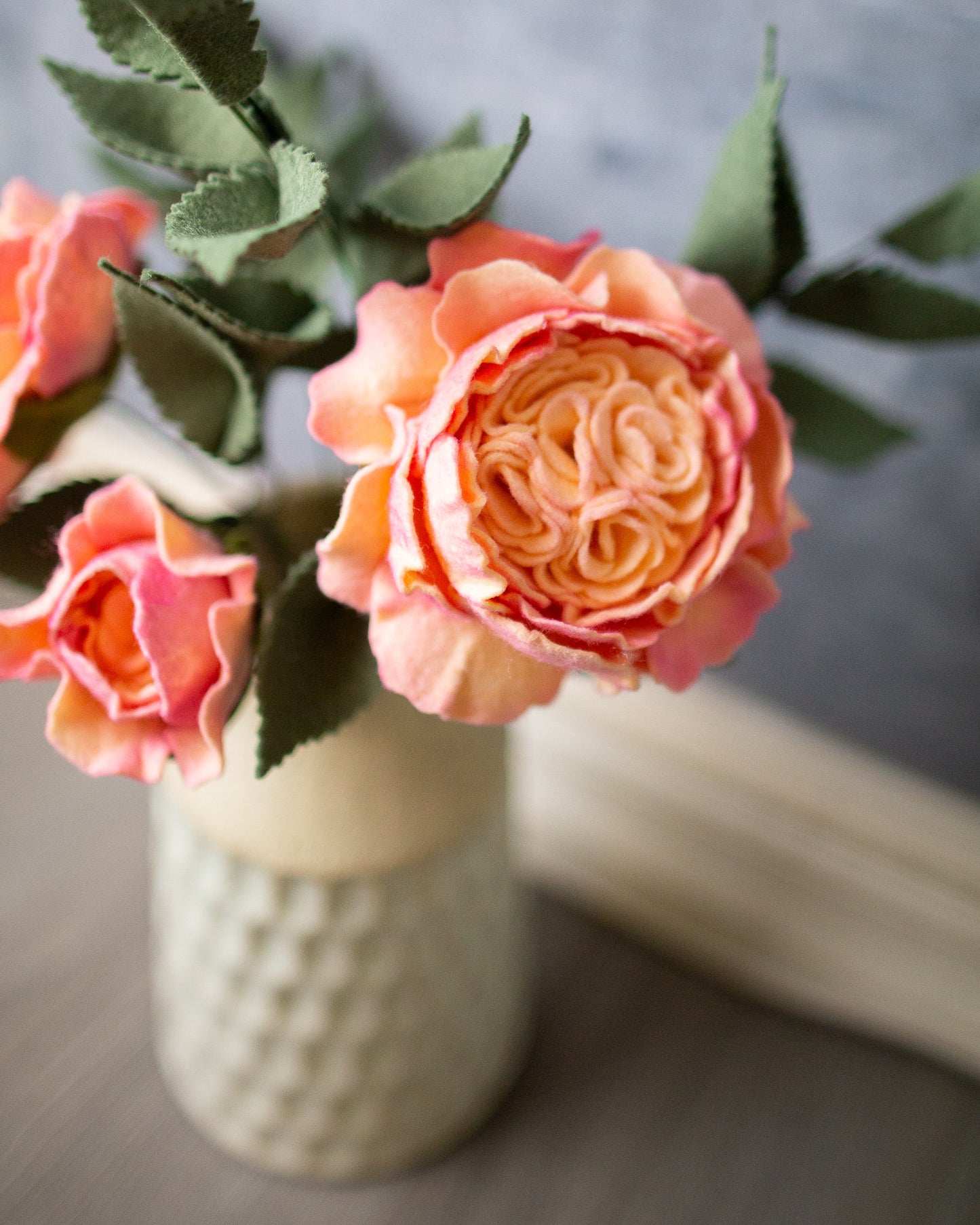 Juliet Rose With Bud Felt Flower