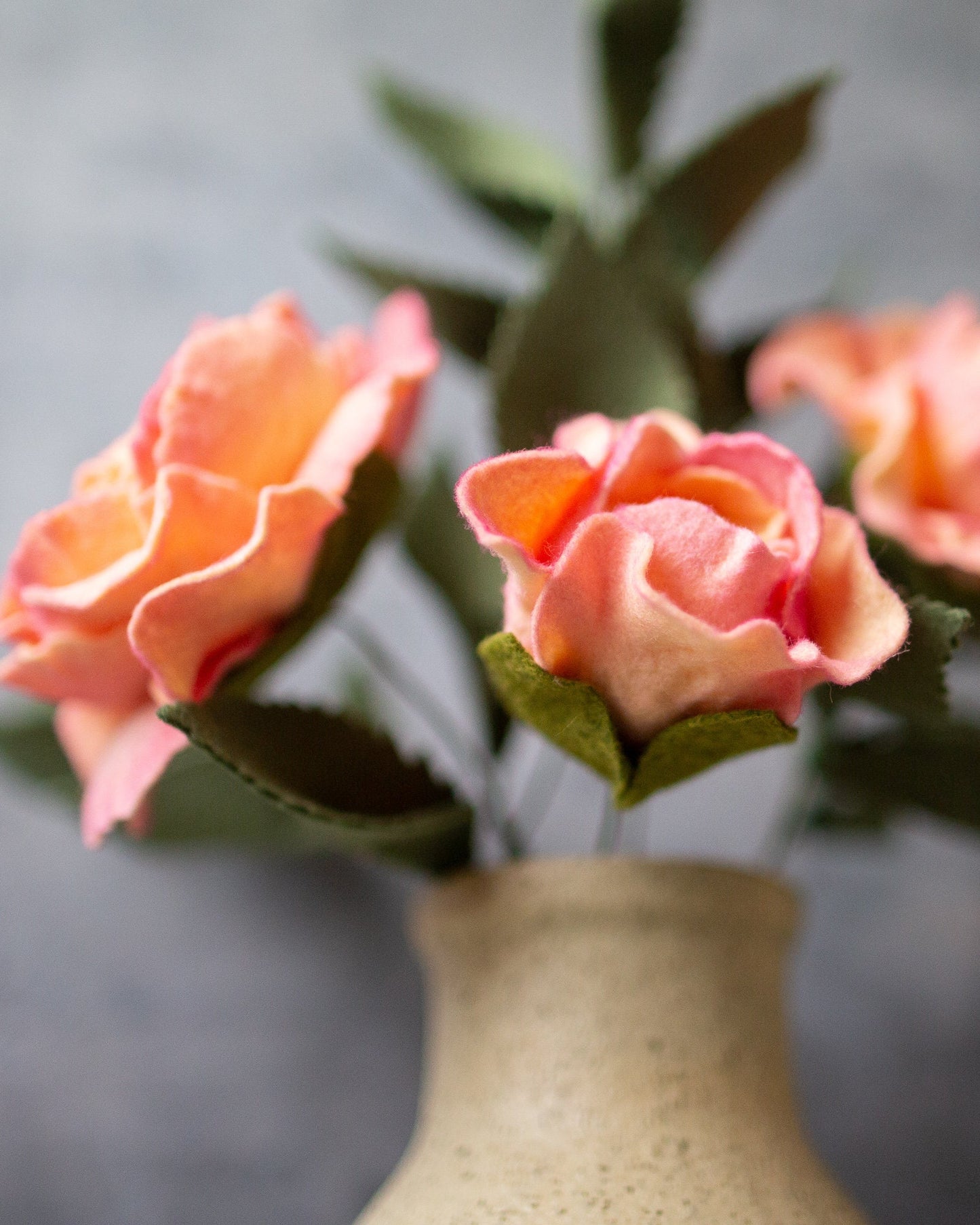 Juliet Rose With Bud Felt Flower