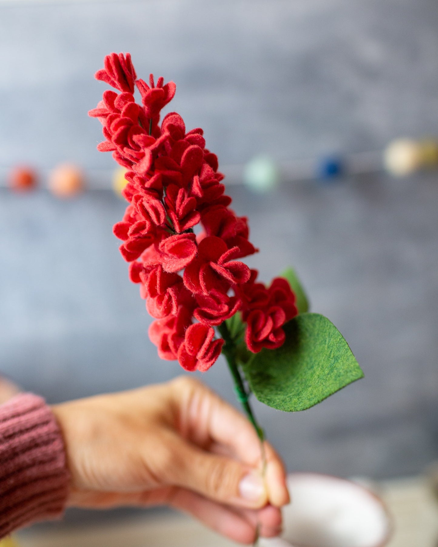 Lilac Flower Stem with Leaves