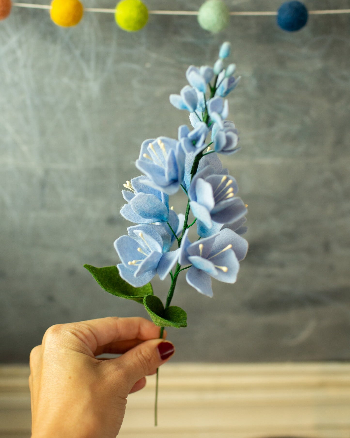 Delphinium Felt Flower Stem