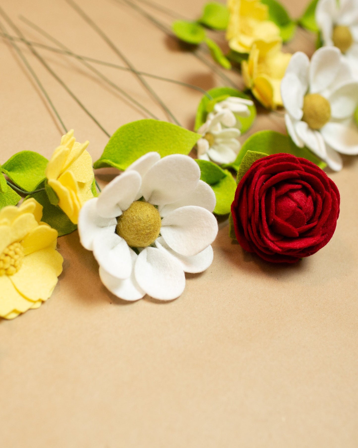 Large Daisy Felt Flower Stem