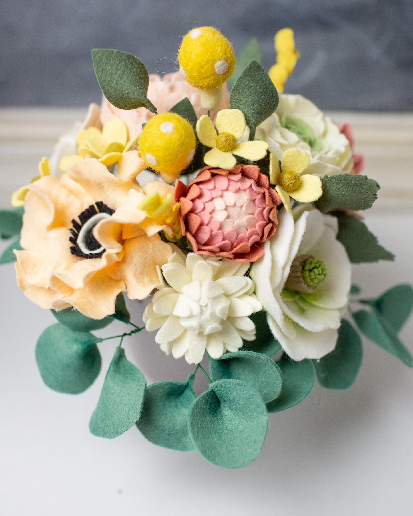 Mini Daisy Felt Flower Stem