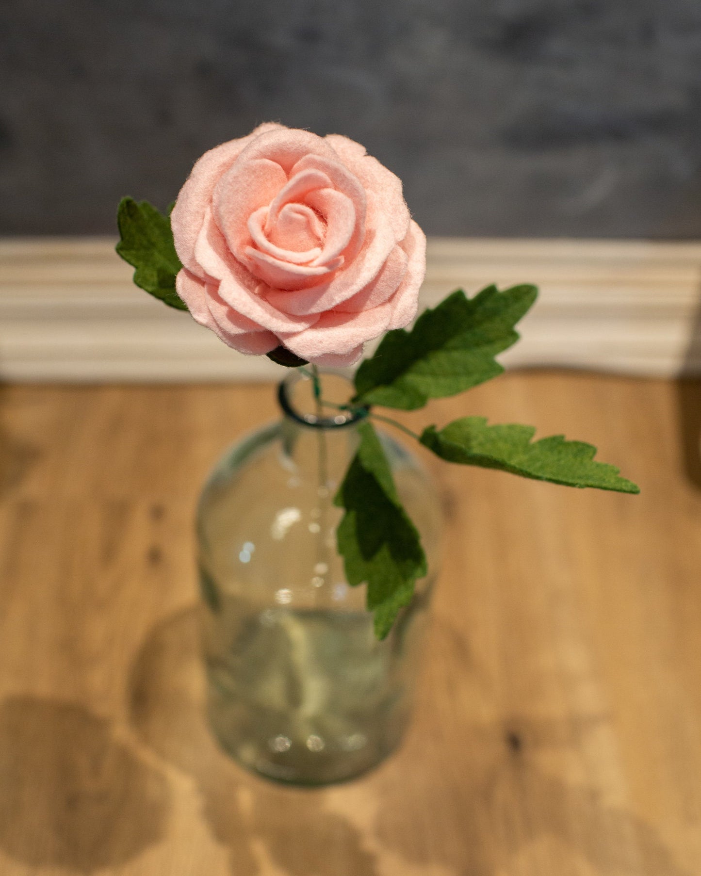 Sweetheart Rose and Leaves Stem