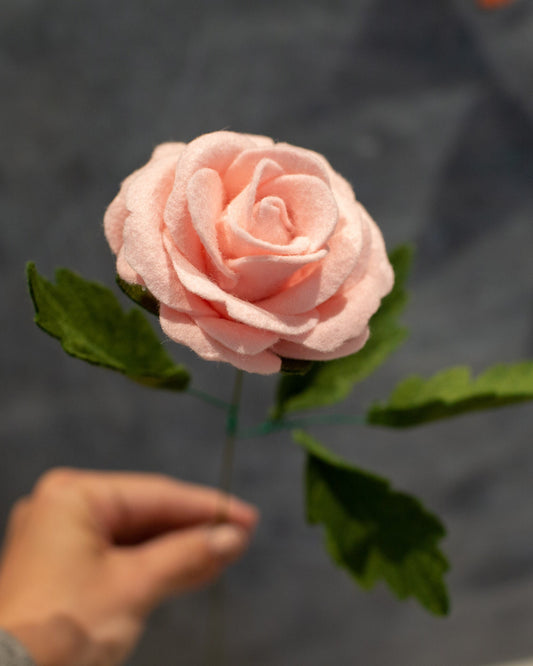 Sweetheart Rose and Leaves Stem