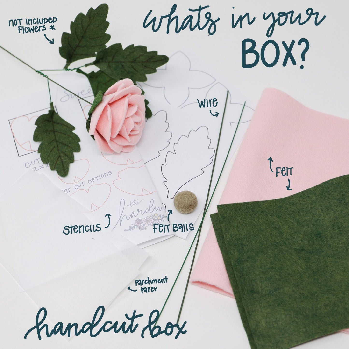 Sweet Heart Rose Felt Flower DIY Kit