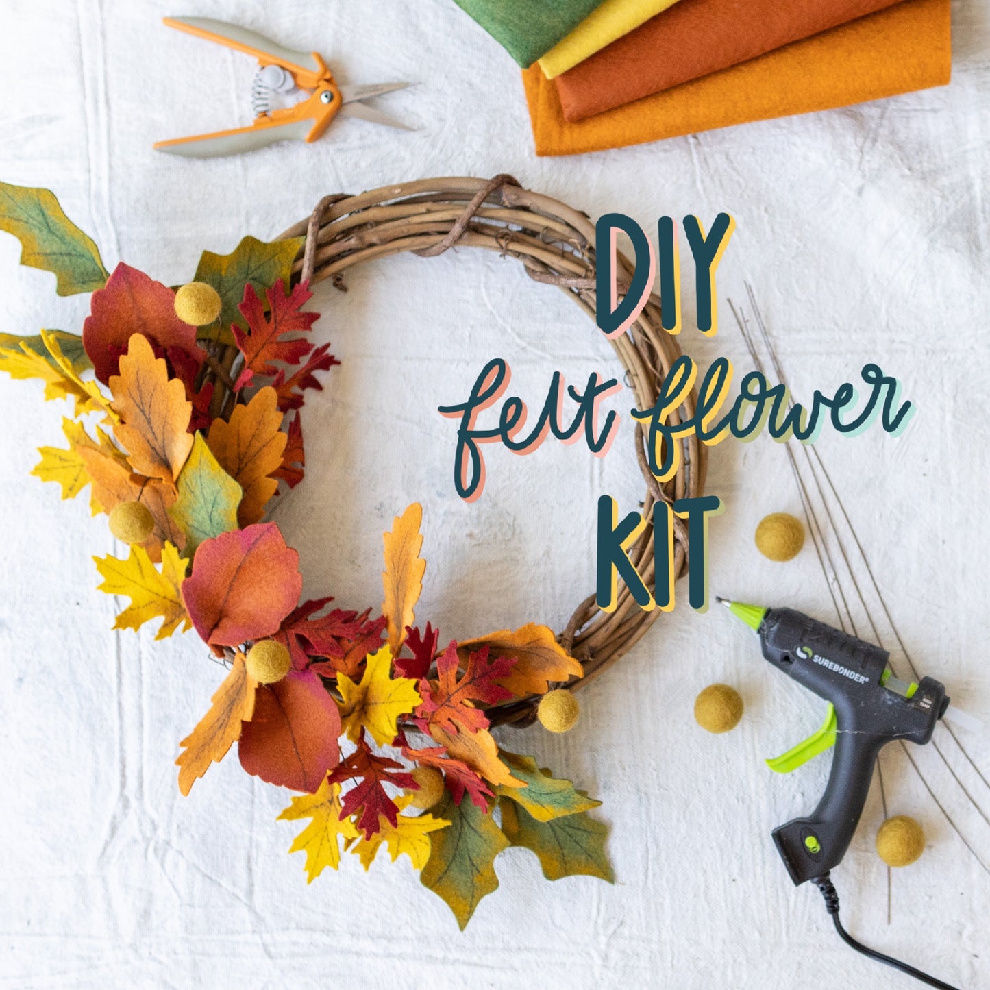 Fall Leaf Wreath Felt Flower DIY Kit